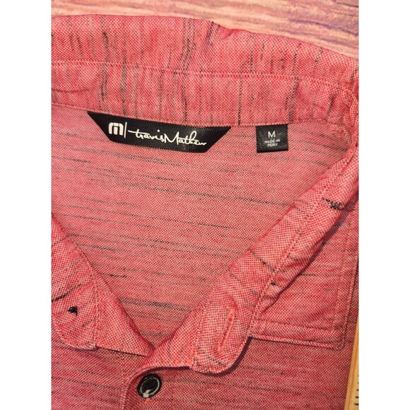 Travis Mathew Mens Red Heathered Polo Medium Pima Cotton Blend - Picture 5 of 9